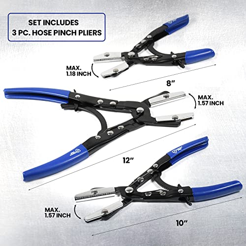 Smotivepro 3Pcs Ratcheting Hose Pinch Off Pliers Set, 8Inch 10Inch 12Inch Hose Pinch Pliers Automotive Locking Pinch Off Pliers Radiator, Coolant, Heater, Fuel Pinch #TOP1