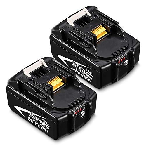 Boetpcr 2x BL1850B 18V 5.0 Ah batería de Herramienta Eléctrica Batería Repuesto para Makita BL1850B BL1850 BL1840 BL1830 BL1815 194205-3 LXT-400 con Indicador