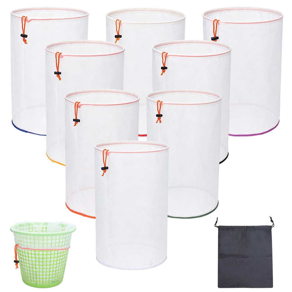 BENECREAT 8 bolsas de filtro de malla de nailon de 5 galones, 25 ~ 220 micrones, todos los tamaños de malla con fieltro de filtro para aplicaciones hidropónicas, horticultura y filtración de líquidos