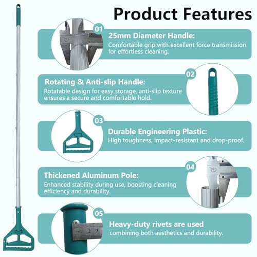 Image of 60 Inch Industrial Mop Handle Commercial mop Handle Heavy Duty Industrial mop Bucket mop Handles Heavy Duty Commercial mop Head Replacement and Handles mop Stick Replacement Mop Stick