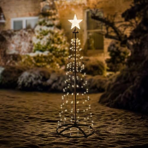 ECD Germany LED Weihnachtsbaum Außen 210 cm 370 LED Warmweiß, Timer,...