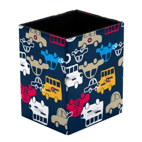 VAPOKF Stiftehalter für Schreibtisch, buntes Auto, Bus, Taxi, Drucke, Stiftehalter, Stiftehalter, Make-up-Pinsel, Aufbewahrung, Schreibtisch, Schreibwaren, Organizer für Home Office