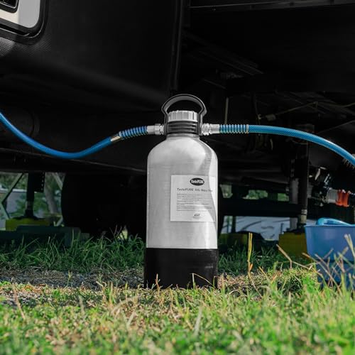 Image of Camco TastePURE XXL Camper /RV Water Filter - Prevents Bacteria Growth & Reduces Bad Taste, Odor & More - Features Long-Term Water Filtration w /GAC & KDF - Includes 4' RV Drinking Water Hose (40015)