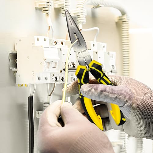 Image of BOOSDEN 8 inch Needle Nose Pliers with Side Cutters, Precision Long Nose Pliers with Wire Cutters, Professional Needle Nose Spring Loaded Pliers, Used for Cutting Clamping Pinching Jewelry Making
