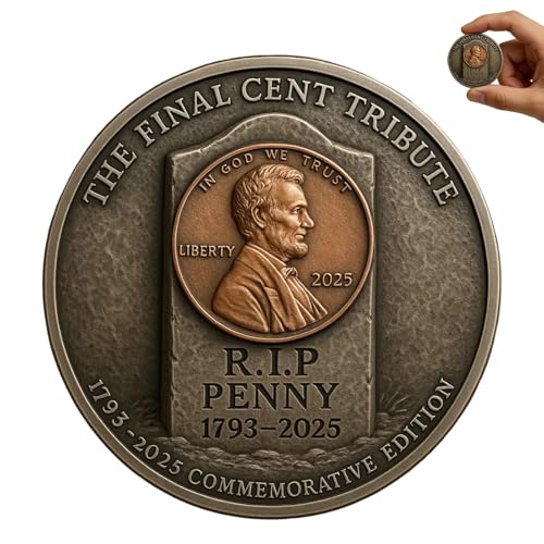 Final Cent Memorial Coin (1909-2025) - Last Penny Coin, Lincoln Penny Tribute, Historical Commemorative Coin for US Penny Era, Nostalgic Collector's Gift