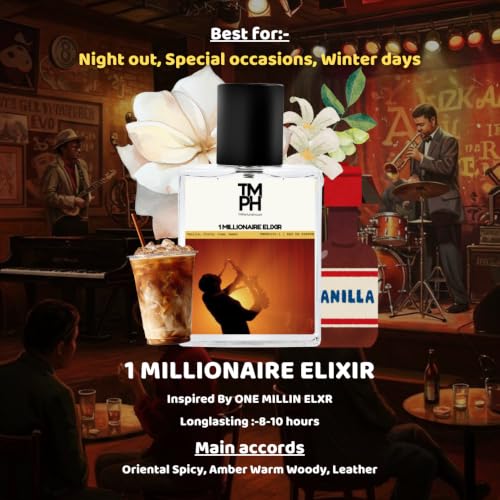 Image of TMPerfumehouse One Millionaire Elixir EDP for Men | Rich, Sweet & Long Lasting Perfume Spray | Vanilla, Rose & Sweet Fragrance | Luxury Gift for Him | TMPH | 50ml