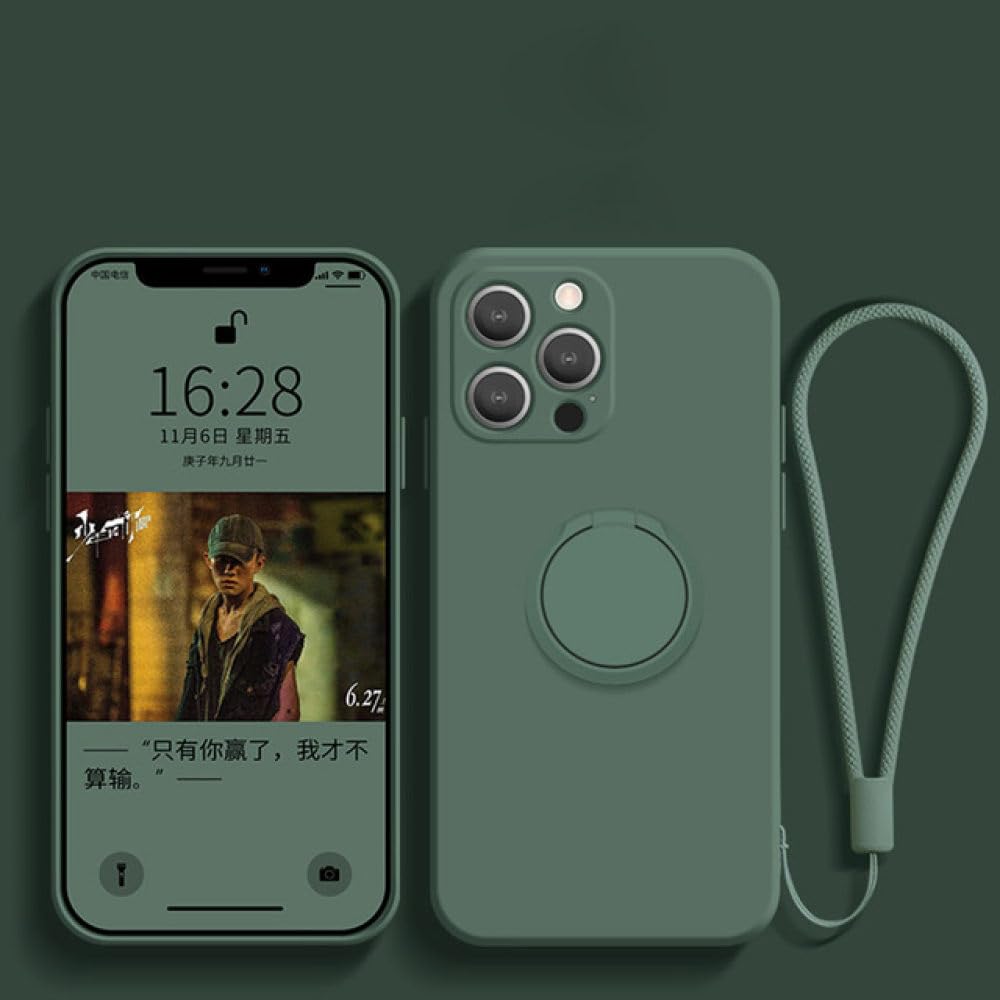 Support de bague magnétique en silicone iPhone XS Max vert avec sangle de maintien - 7