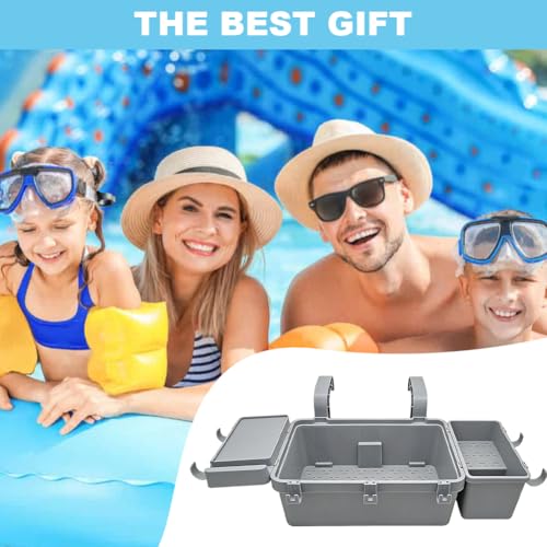 Pool Aufbewahrungskorb Set inkl, Getränkehalter & Haken – Multifunktionales Pool Zubehör & Gadgets für Spaß, Universelle Passform für Oberirdischen Pool