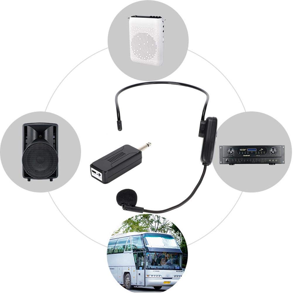 Socobeta Microfono wireless da 1 a 2 Microfono professionale per cuffie UHF per computer con amplificatore vocale
