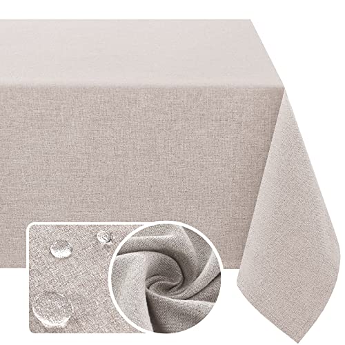 Image of H.VERSAILTEX Linen Textured Tablecloth 54 x 80 Waterproof Decorative Table Cloth Spill-Proof Linen Look Cover for Party Table Extra Soft and Thick Fabric Wrinkle Free, Heather Sand