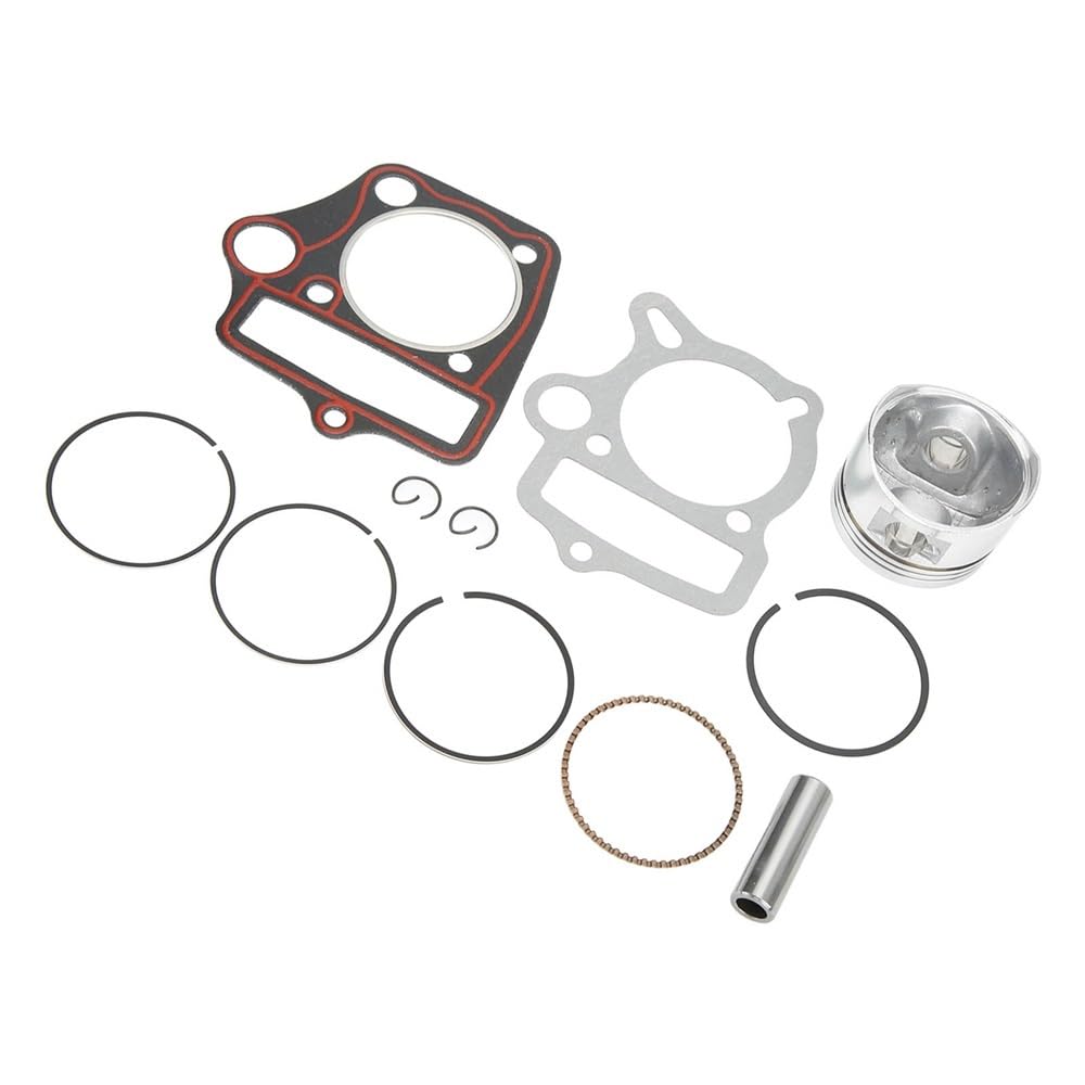 Zestaw pierścieni tłokowych do pił łańcuchowych, Pierścienie zabezpieczające tłoka Zestaw uszczelek 52,4 mm do kieszeni na gokart 110cc 125cc ATV motor terenowy Pit