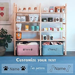 Dog Toy Storage Basket/Bin with Personalized Embroidered Pet Name – Collapsible Pet Storage Bins Rectangle Organizer Basket for Dog Toys, Clothing, Blankets, Food & Accessories (Small, Pink)