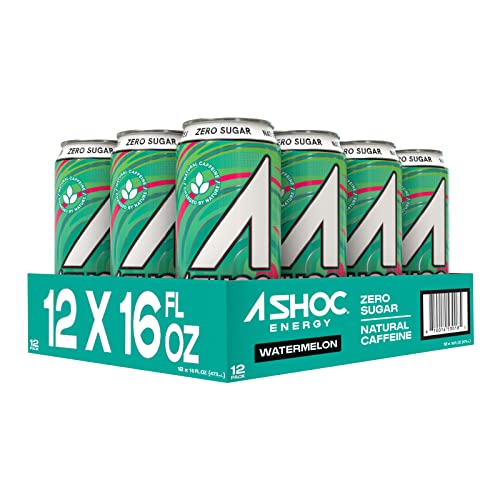 A Shoc Performance Energy Drink, Watermelon, 16 Ounce Can, Natural Energy Blend, Bcaas, Ocean Mineral Electrolytes, And No Chemical Preservatives, 12-Pack #TOP1