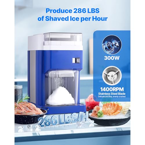 Image of VEVOR Commercial Ice Shaver Crusher, 265lbs Per Hour Electric Snow Cone Maker with 4.4lbs Ice Box, 650W Tabletop Shaved Ice Machine for Parties Events Snack Bar, Home and Commercial Use