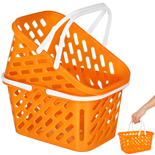 NUOBESTY Mini Cesta De La Compra 2 Piezas Cesta De La Compra Portátil para El Cliente Juguetes Organizador De Casa De Muñecas De Supermercado Naranja con para Niños 24. 5X16. 5X13cm Cover