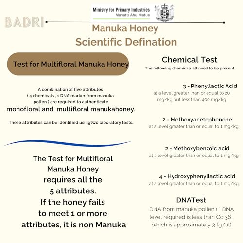 Image of Badri Manuka Honey | Multifloral 40+ MGO, 400gm | 100% Natural | Pure Organic Raw Unprocessed Honey | Harvested in New Zealand