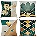 meioro Dekorative Malerei Kissenbezug 4er Pack, 45x45cm Leinen Kissenbezüge Quadratischer Kissenhülle für Wohnzimmer Sofa Bett Kopfkissenbezug Throw Kissenbezüge (Grünes Blatt 2)