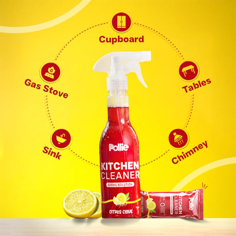 Image of Pollie Kitchen Cleaner 1.8L | Powerful Grease & Stain Remover for Indian Kitchens | Multi-Surface Use on Chimneys, Stovetops, Countertops & Appliances