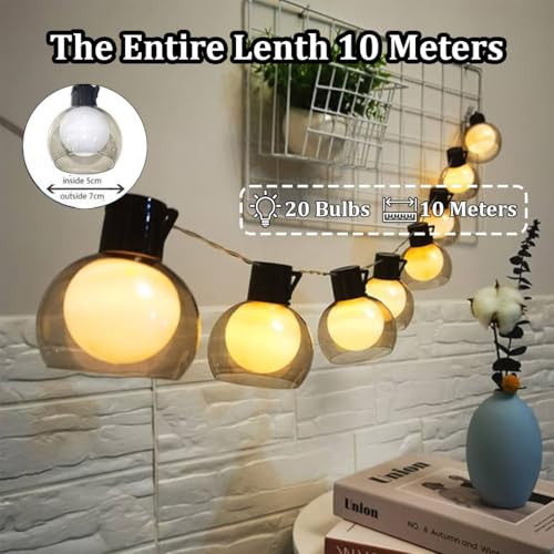 Image of fizzytech Bubble Ball LED String Lights, 20 LED 10 Meter Warm White Copper Wire Fairy Lights for Window, Wall, Garden, Diwali, Christmas, Wedding and Home Decoration