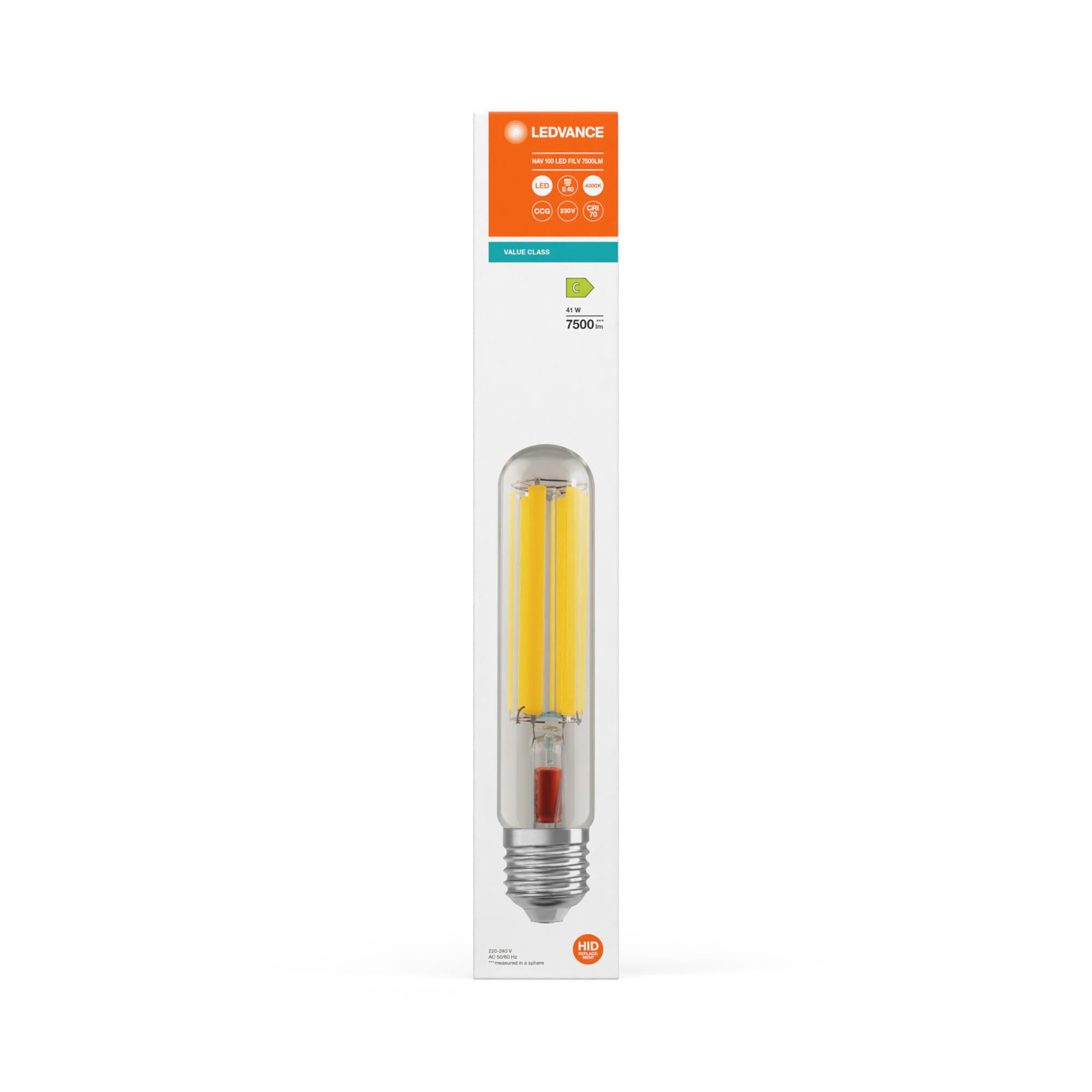 LEDVANCE NAV 100 LED FILAMENT V 7500LM 41W 740 E40 NAV-Lampe in Kolbenform, 7500lm, 4000K