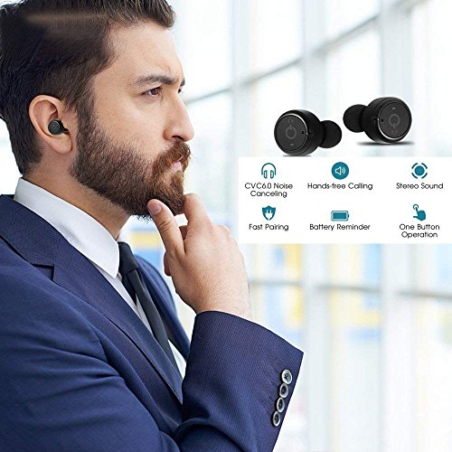 Image of Chevron Bluetooth V4.2 Earphones with Deep Bass Stereo Sound, Charging Box and Hands-Free mic (Volcano Black)