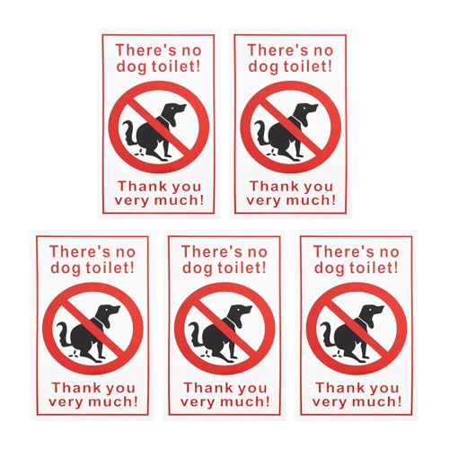 ECSiNG 5 Stück Toilettenaufkleber In Englischer Version mit der Aufschrift There No Dog“ 200x120mm PVC-Aufkleber für Außentoiletten für Den Innen- Und Außenbereich Wasserdichte Schilderaufkleber