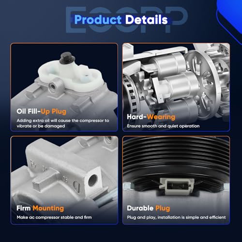 Image of ECCPP AC Compressor Fit for Ford Focus 2.0L 2.3L 2.5L 2003-2007 AC Compressor with Clutch