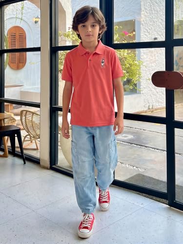 Image of Li'l Tomatoes Boys Sports Polo T-Shirt Polyester Casual Summer Tee | inchGolf Player inch Printed Collar Neck T-Shirt | Lightweight & Breathable Half Sleeve Sports Wear | Stylish Polo Tee | 9-16 Years