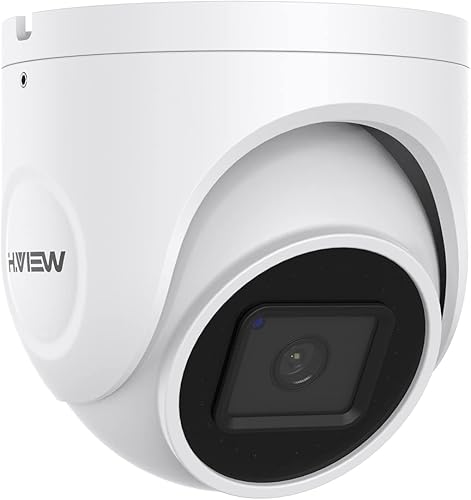 H.VIEW Cámara de torreta IP PoE de 5 MP para exteriores con audio, micrófono, videovigilancia, visión nocturna Super HD, seguridad para el hogar de