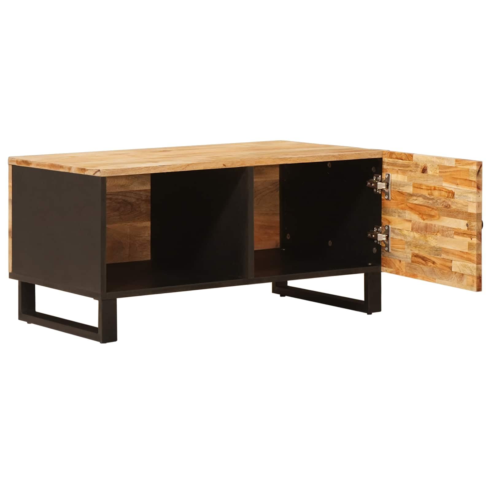 Hothingwell Stolik kawowy z litego drewna mango 80 x 50 x 40 cm brązowy | Prostokątna konstrukcja, ręcznie wykonana, łatwy montaż, prosta konserwacja, do salonu