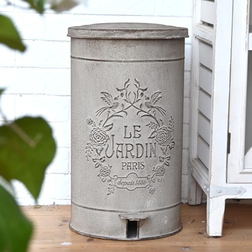 Image of Dog Poop Trash Can with Lid-15L /4Gal,Commercial Outdoor Retro Metal Garbage Can with Foot Pedal,Perfect for Shopping Mall,Office,Pets Park,Backyard