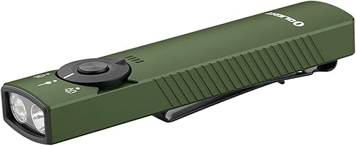 Miniatura 1 de OLIGHT Arkfeld Pro - Linterna EDC recargable con haz verde, luz UV y LED blanco, linternas planas portátiles de 1300 lúmenes, luces de bolsillo de