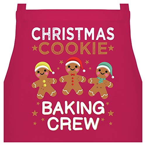 Shirtracer Schürze mit Motiv - Christmas Cookie Baking Crew - 3 Kekse - 60 x 87 cm (B x H) - Fuchsia - kekse schürze - PW102 - Kochschürze für Männer und Damen