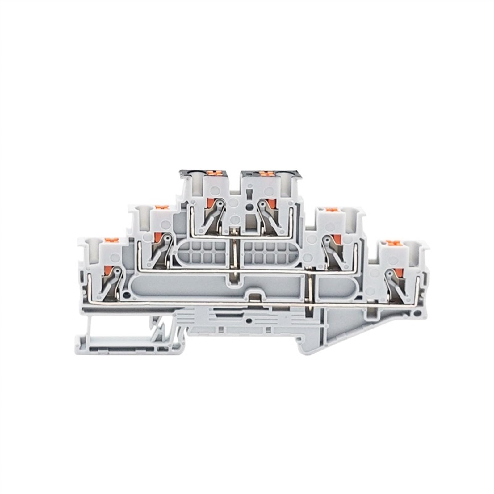 PT2.5-3L-PV Push-in 3-Level Din Rail Terminal Block with Equipotential Bonder Electrical Connector PT 2.5 mm² Terminals PT2.5-3L(Gray,5 Pcs)
