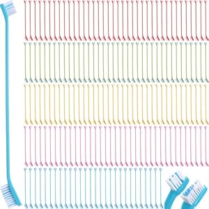 Nuenen 150 Pcs Dog Toothbrush Dual Headed Dental Brushes Puppy Tooth Brushing Kit Long Handle Toothbrush for Large and Small Dogs Cats Most Pets Teeth Cleaning Oral Care Supplies (Bright Color)