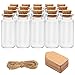 Belle Vous Set Barattolini Vetro Piccoli con Tappo Sughero, Etichette e Spago (64pz) Bottigliette Vetro 13 ml - Barattolo Vetro Tappo Sughero Ermetico - Barattoli Porta Spezie, Bomboniere e Marmellata