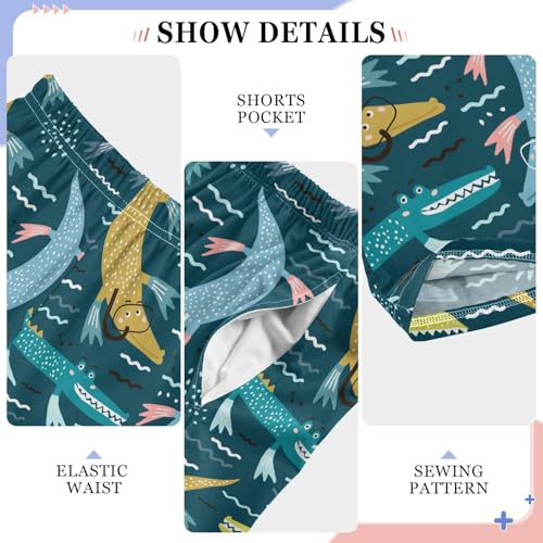 ZZXXB Diving Crocodile Boys Long Pants Soft Trousers Elastic Waist Kids Lounge Bottoms with Pockets S-XL4