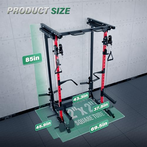 Image of MAJOR FITNESS Drone3 Power Rack, 2500lbs Multi-Function Home Gym Squat Rack with Dual Pulley System, Pull-Up Bar & J-Hooks, Heavy-Duty Steel Frame for Maximum Stability & Strength Training