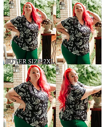 Image of RITERA Women Plus Size Tops Tie Dye V Neck Shirt Floral Camo Summer Short Sleeve Tunic Oversized Ladies Blouse XL-5XL