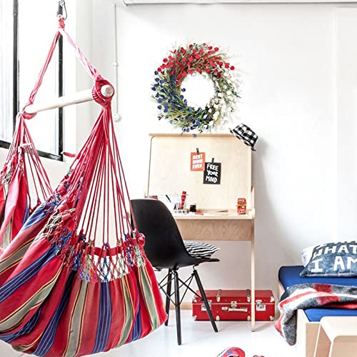 Bibelot 22 Inches American Flag Floral Wreath Patriotic Decorations Wreath Red White Blue Artificial Floral Twig Wreath 4Th Of July Independence Day Memorial Day Flag Day Hanging Decoration #TOP4