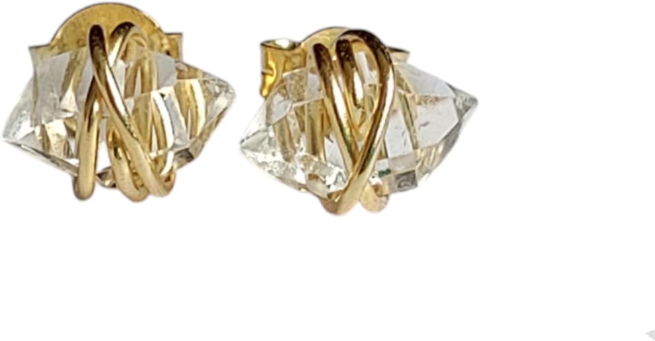 Natural Raw Herkimer Diamond Wire Studs 925 Sterling Silver Dainty Studs Minimalist Earrings Raw Crystal Wire Wrapped Studs Raw Herkimer Earrings Gift for Her