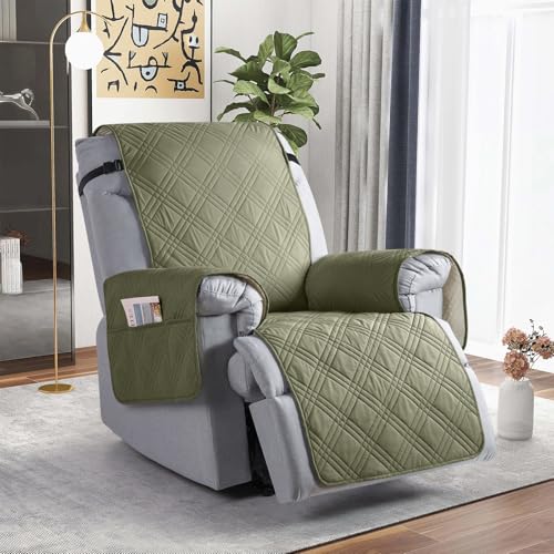 TAOCOCO 100% Waterproof Recliner Chair Cover Stay in Place, Recliner Covers for Small Recliner Chair with Pocket, Reclining Chair Cover Furniture Protector for Kids, Pets(20'', Green) - image 8