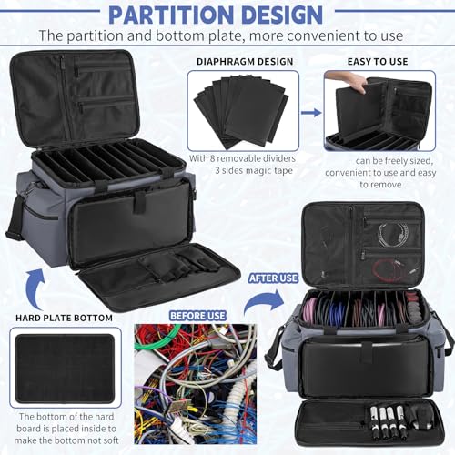 Image of AKOZLIN Cable File Bag with Dividers for Sound Instrument Accessories