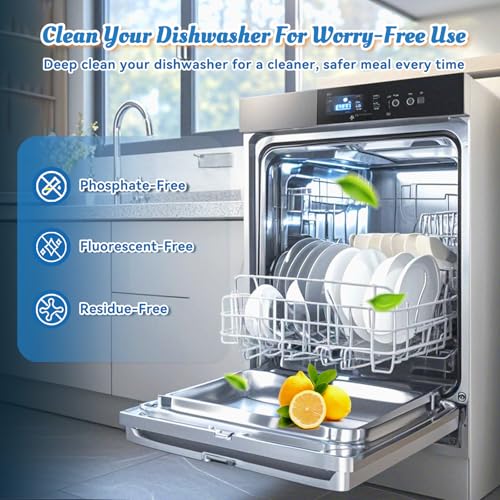 Image of Bellaluce Dishwasher Cleaner Tablets, Lemon Scent, 48 Pack | Deep-Cleaning Descaler and Deodorizer for Built-In, Countertop, Portable and Drawer Dishwashers, Septic-Safe