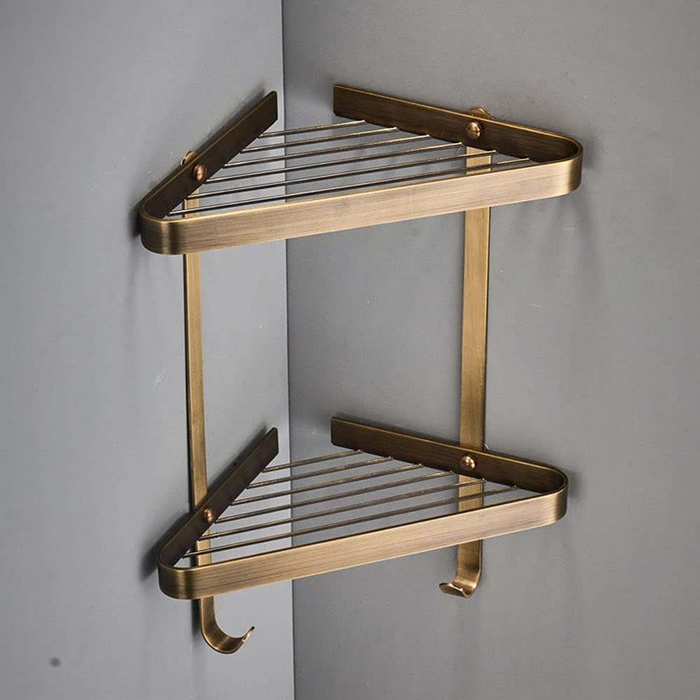 Ruiseawing Corner Shower Shelf Shower Wall Caddy Bathroom Shelf Organiser 2 Tier Corner Shelves with Hook Free Bathroom