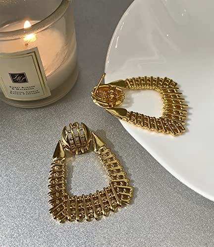 Gold Rectangle Geometric Dangle Earrings Gold Statement Drop Earrings For Women Large Metal Triangles Earrings For Women Girls #TOP5