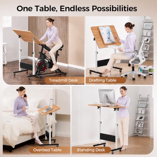 Image of Ant Esports Bravo LT500 Height Adjustable Standing Desk with Wheels, Mobile Walking Pad & Treadmill Desk, Tiltable Laptop Workstation, Sit Stand Computer Table for Home Office, Study & WFH, 60 x 40 cm