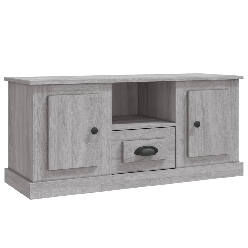 TV-Schrank Grau Sonoma 100x35,5x45 cm Holzwerkstoff, Modernes Media Center für Wohnzimmer, Schlafzimmer, Robustes TV-Möbel mit Stauraum