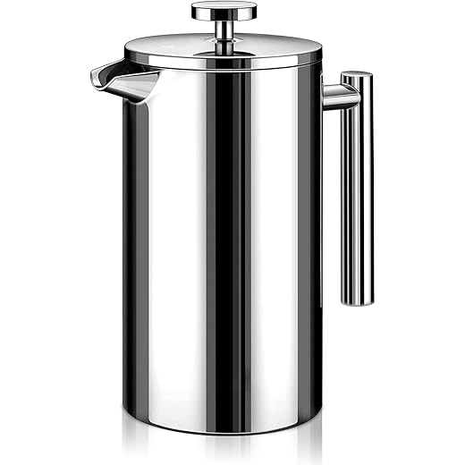 HASTHIP? French Press Coffee Maker 800ML Double Insulated 304 Stainless Steel Coffee Maker with 4 Level Premium Filtration System, Rust-Free, Dishwasher Safe