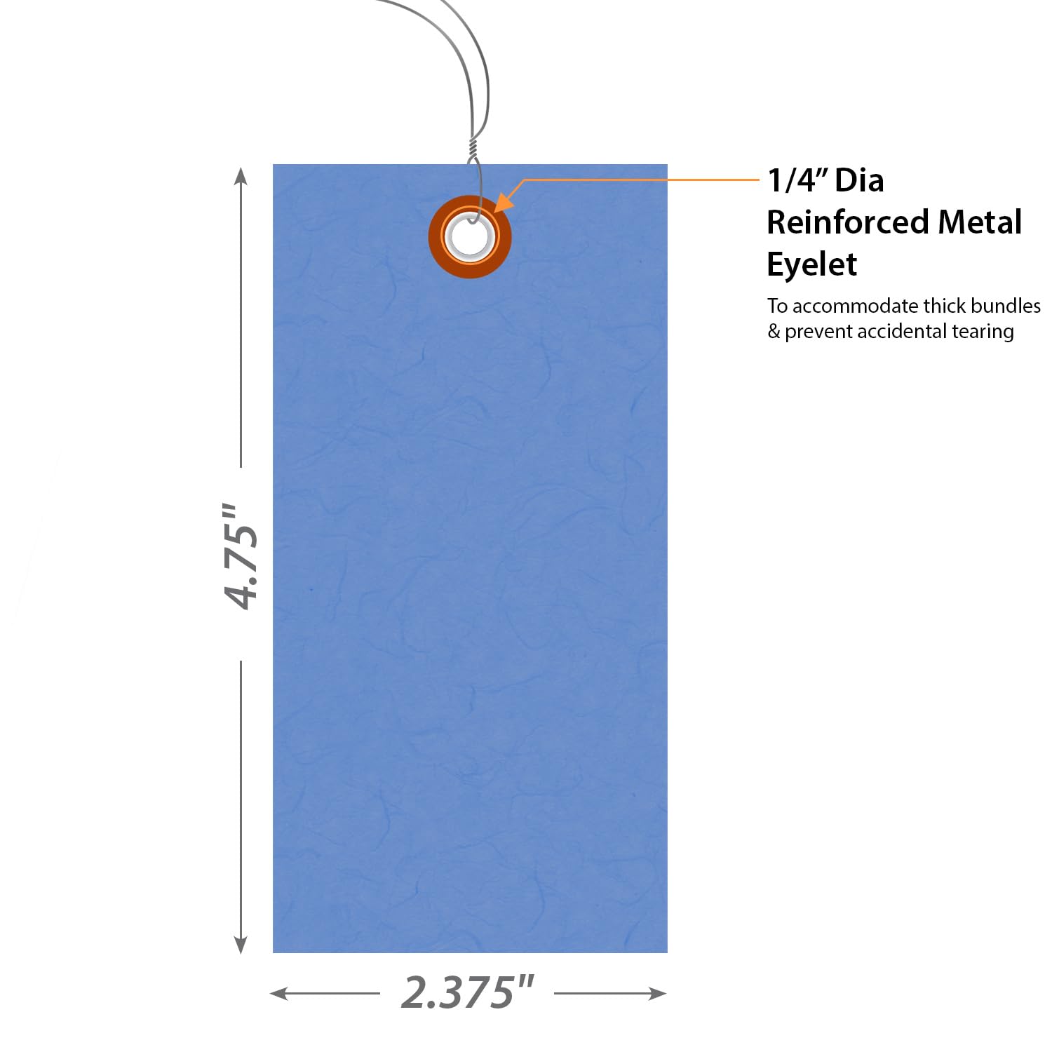 SmartSign Lot de 1000 étiquettes d'expédition Tyvek avec fil de fer Bleu 11,9 x 7,9 cm